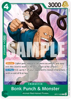 Bonk Punch & Monster OP17-028 — The World's Strongest Warriors