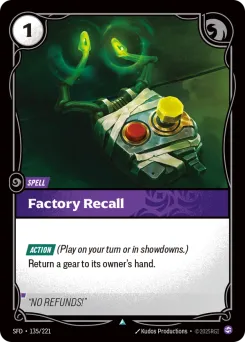 Factory Recall SFD-135/221 — Spiritforged
