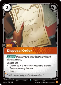 Disposal Order UNL-103/219 — Unleashed