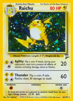 Raichu 16/130 — Base Set 2