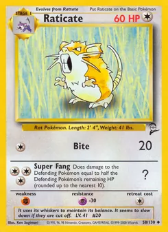 Raticate 58/130 — Base Set 2