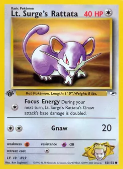 Lt. Surge's Rattata 82/132 — Gym Heroes