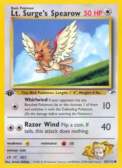 Lt. Surge's Spearow 83/132 — Gym Heroes