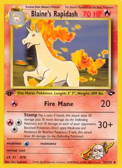 Blaine's Rapidash 33/132 — Gym Challenge