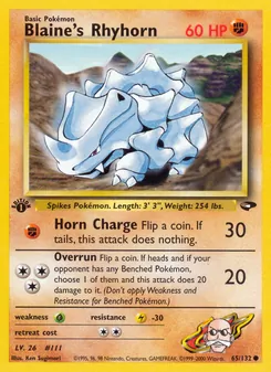 Blaine's Rhyhorn 65/132 — Gym Challenge