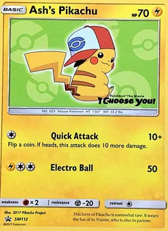 Pikachu de Sacha SM112 — SM Black Star Promos